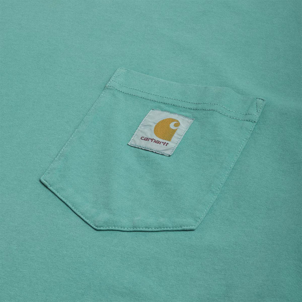 Carhartt WIP Hudson Pocket T-Shirt, Saguaro (Chalk Wash), Detail Shot 2