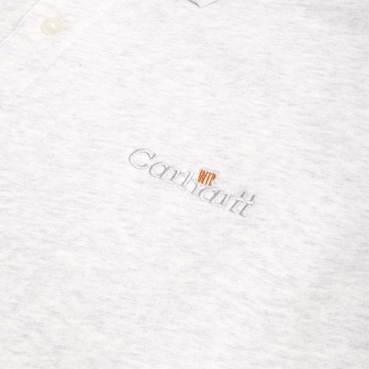main Carhartt WIP WIP Label Polo Sweatshirt, Ash Heather, Detail Shot 2