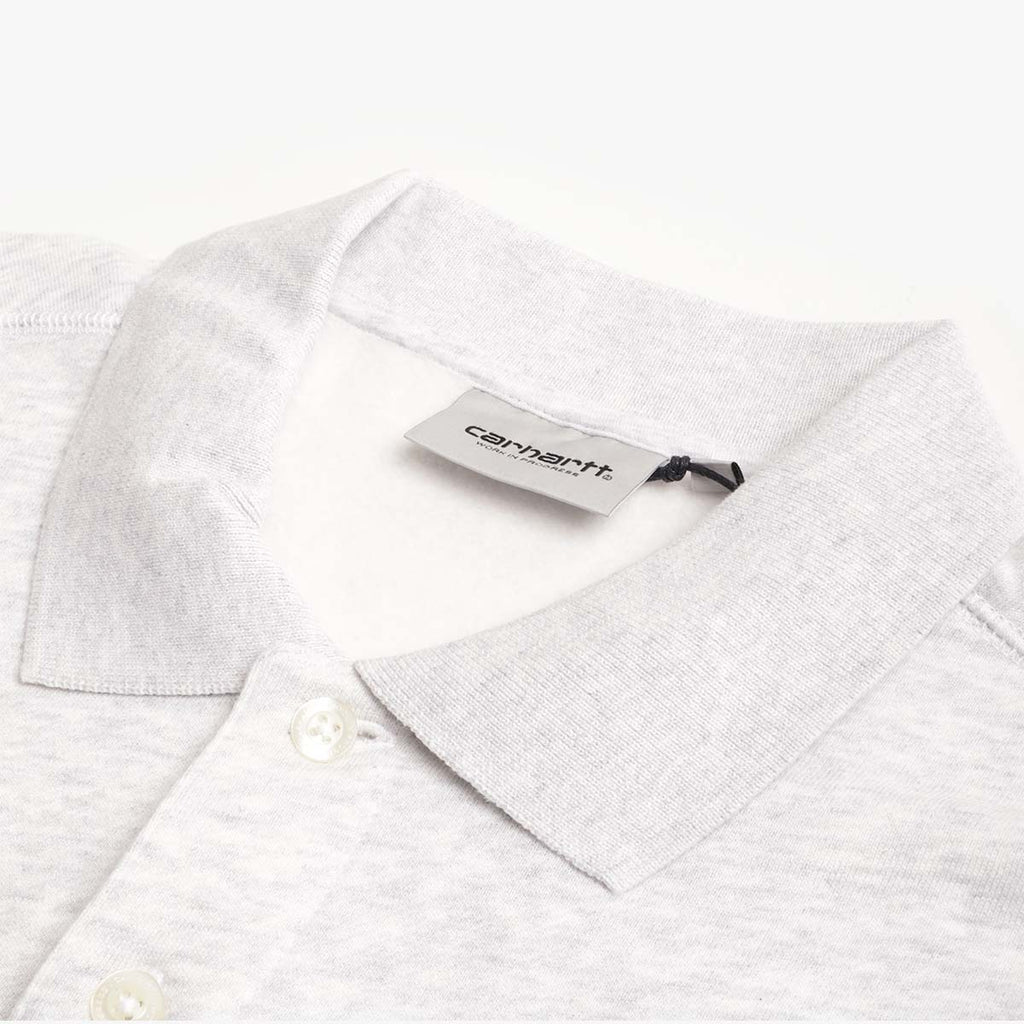 Carhartt WIP WIP Label Polo Sweatshirt, Ash Heather, Detail Shot 3