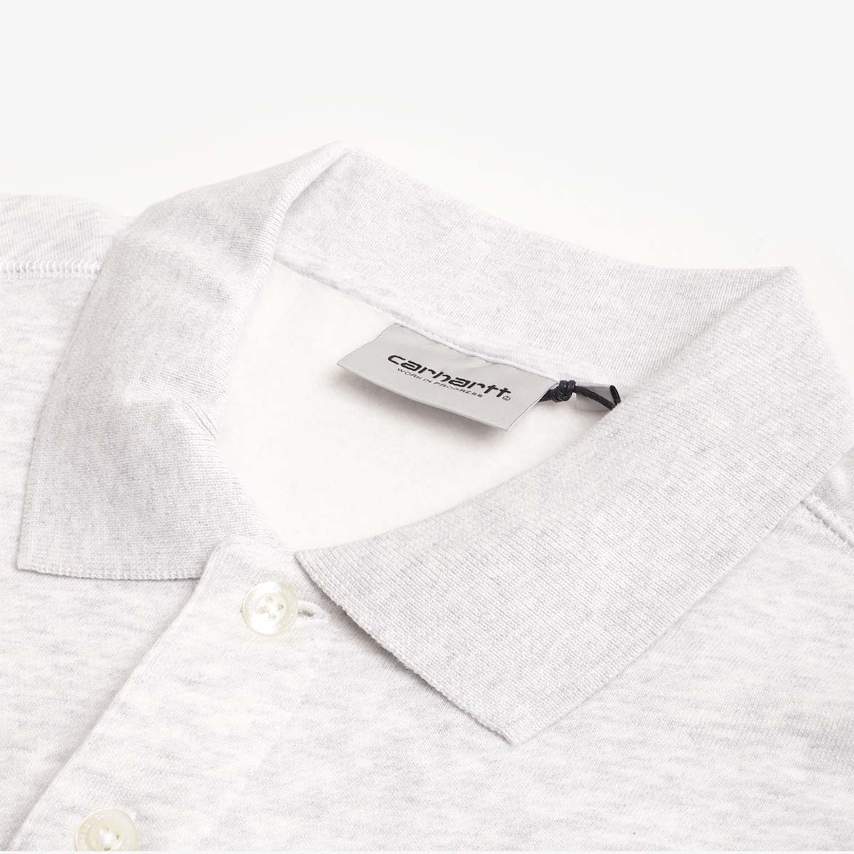 main Carhartt WIP WIP Label Polo Sweatshirt, Ash Heather, Detail Shot 3