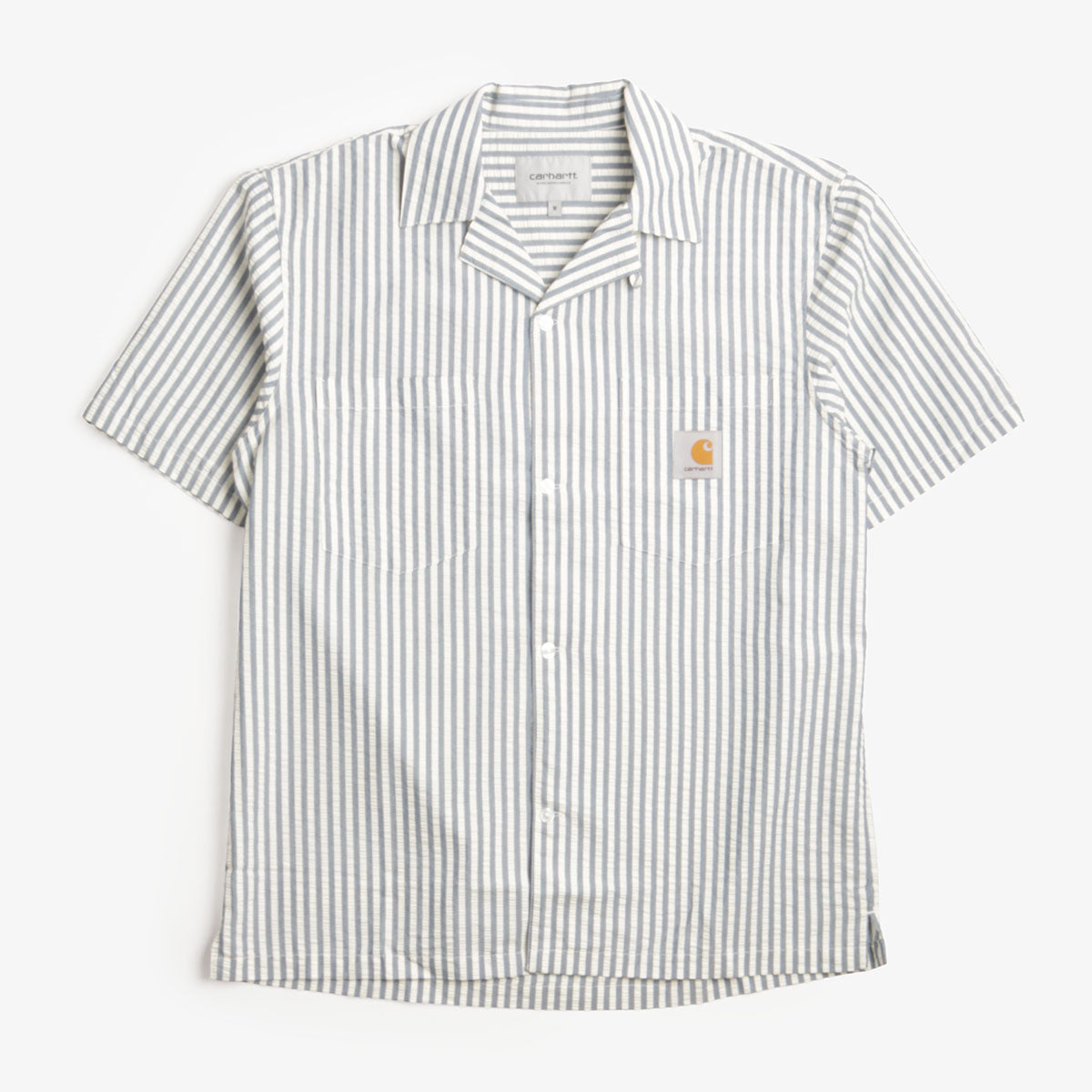 main Carhartt WIP Leavel Shirt, Leavel Stripe Blue River Wax, Detail Shot 1
