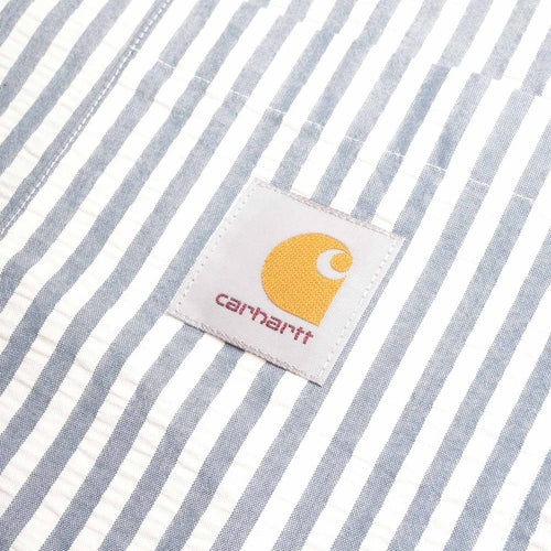 Carhartt WIP Leavel Shirt, Leavel Stripe Blue River Wax, Detail Shot 2
