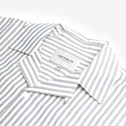 thumbnail Carhartt WIP Leavel Shirt, Leavel Stripe Blue River Wax, Detail Shot 3