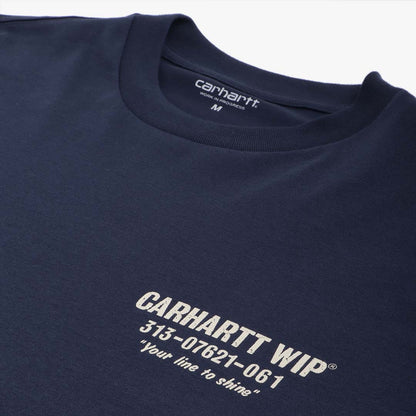 Carhartt WIP Less Troubles T-Shirt, Blue Wax, Detail Shot 4