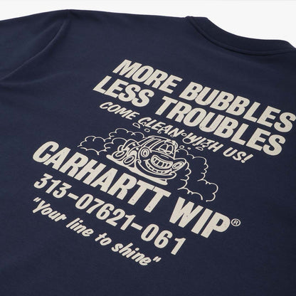Carhartt WIP Less Troubles T-Shirt, Blue Wax, Detail Shot 2