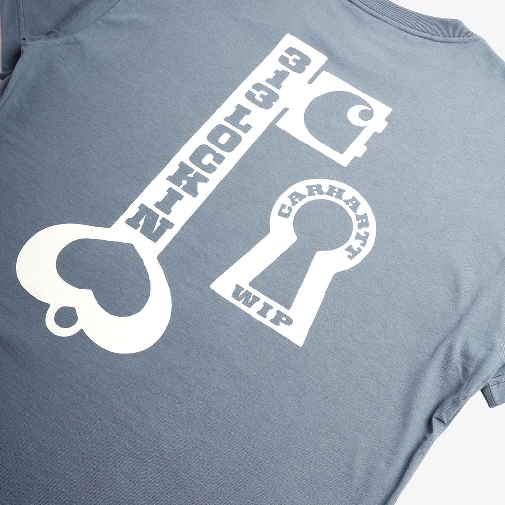 Carhartt WIP Locked T-Shirt, Cozy Blue, Detail Shot 4