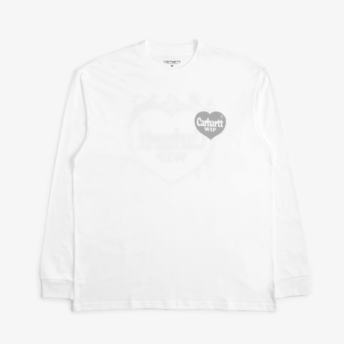 Carhartt WIP Long Sleeve Spree T-Shirt, White Grey, Detail Shot 2