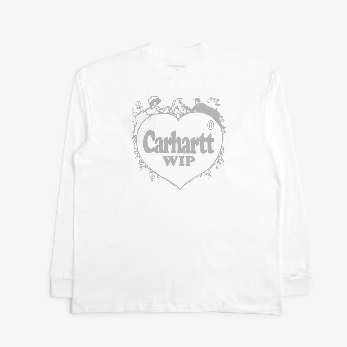 Carhartt WIP Long Sleeve Spree T-Shirt, White Grey, Detail Shot 1