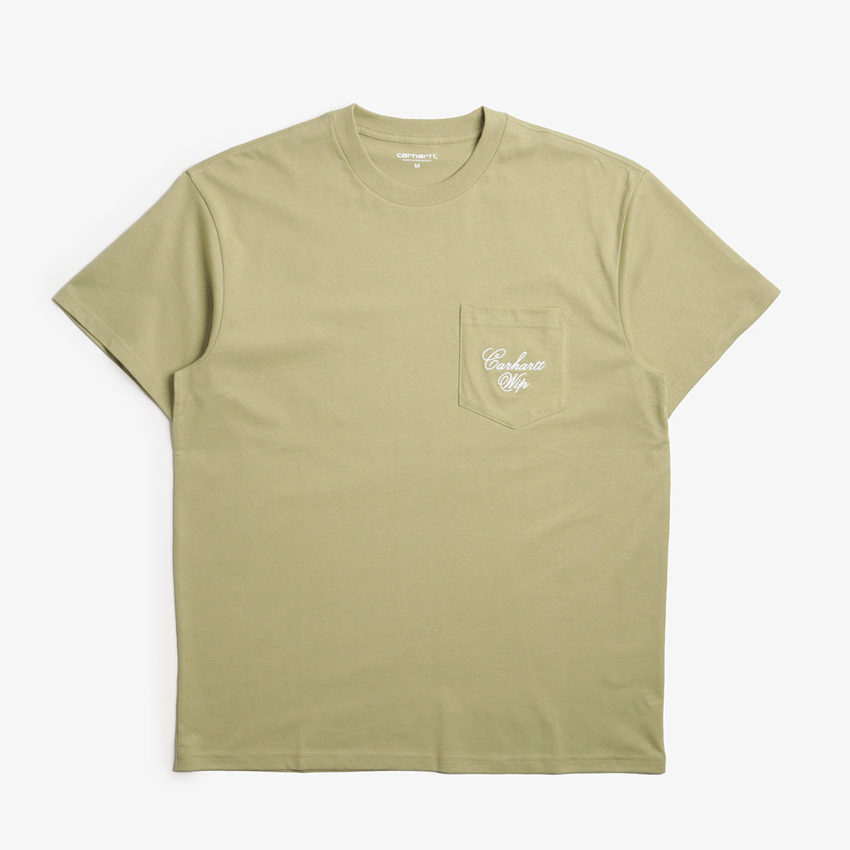 Carhartt WIP Longhand Pocket T-Shirt, Gentle Green White, Detail Shot 1