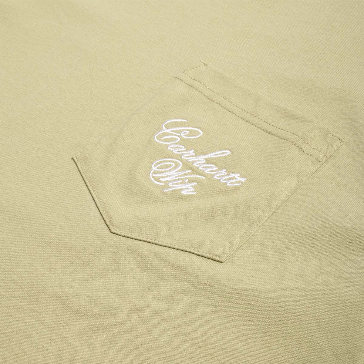 Carhartt WIP Longhand Pocket T-Shirt, Gentle Green White, Detail Shot 2