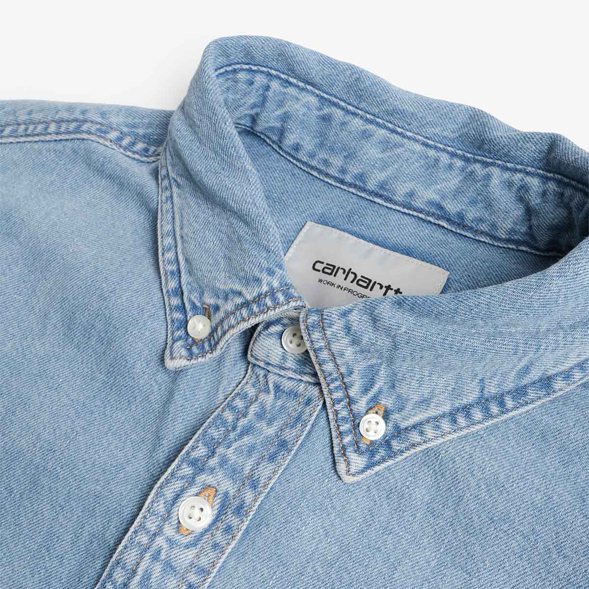 Carhartt WIP Lucas Shirt, Blue (Bleached), Detail Shot 3