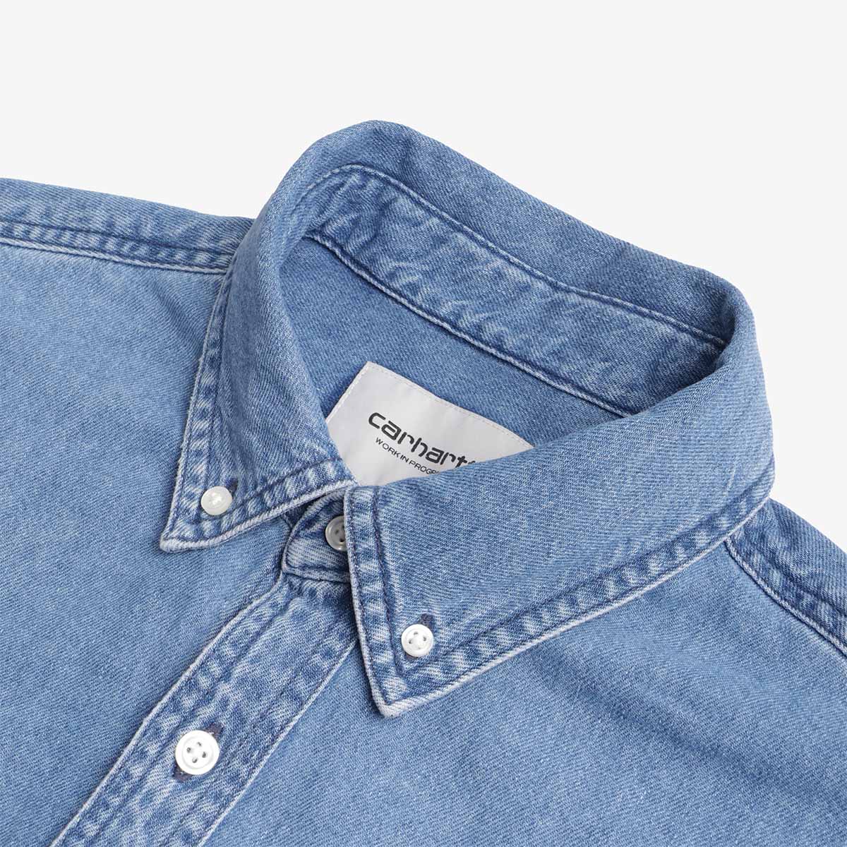 Carhartt WIP Lucas Shirt, Blue (Stone Washed), Detail Shot 2