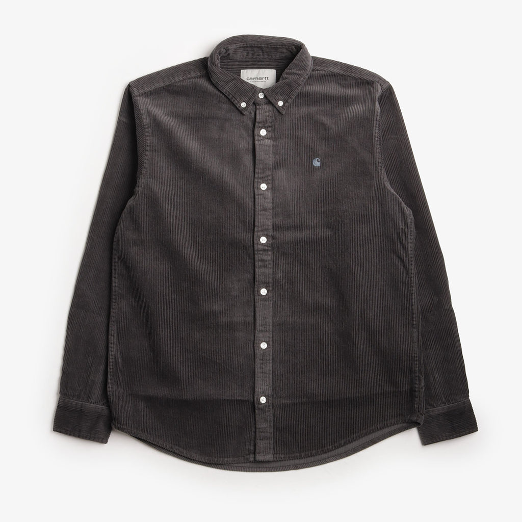 Carhartt WIP Madison Cord Shirt, Graphite Graphite, Detail Shot 1