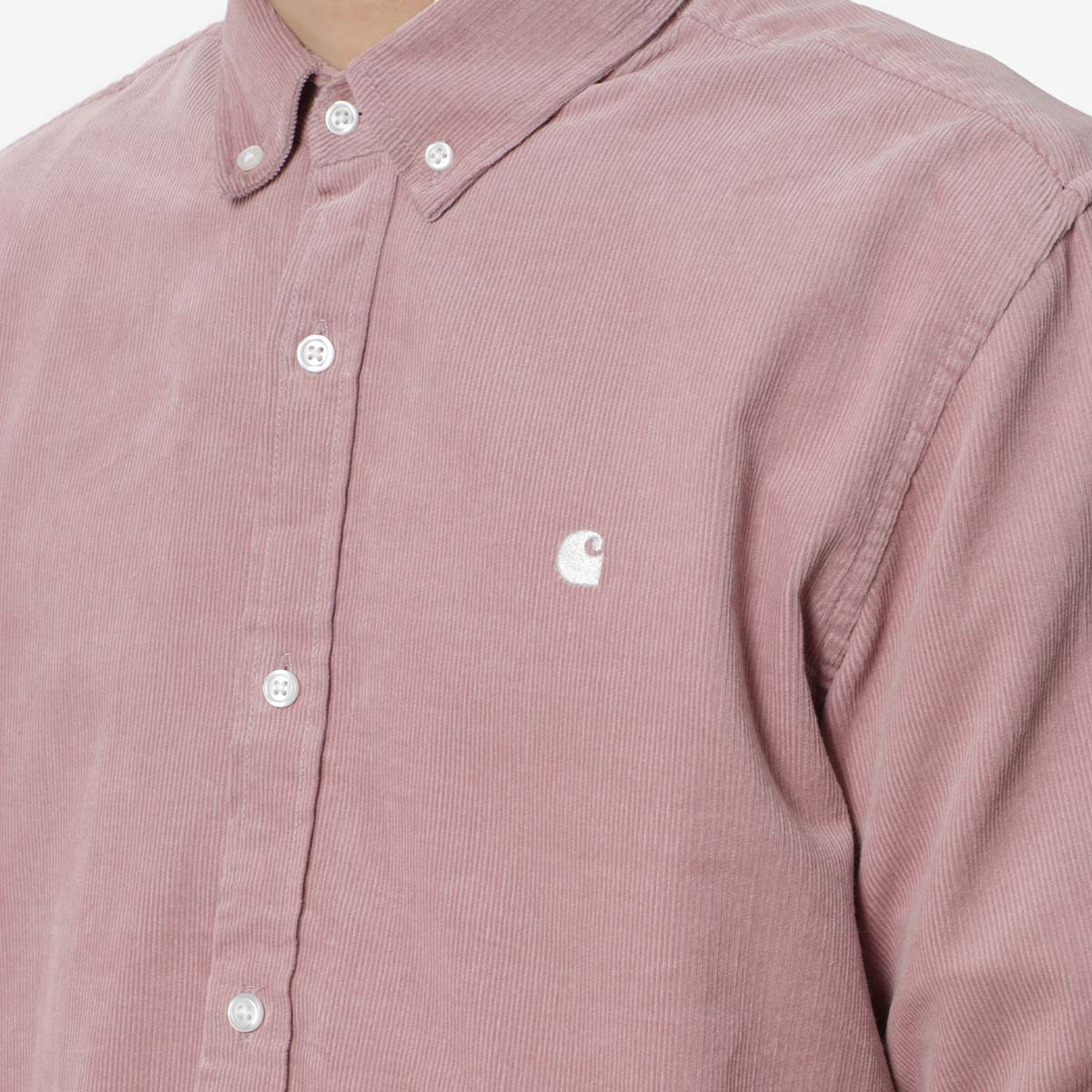 Carhartt WIP Madison Fine Cord Shirt, Glassy Pink Wax, Detail Shot 2