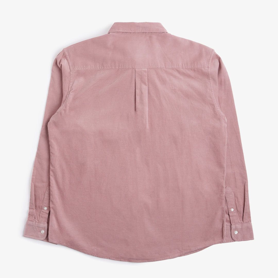 Carhartt WIP Madison Fine Cord Shirt, Glassy Pink Wax, Detail Shot 6