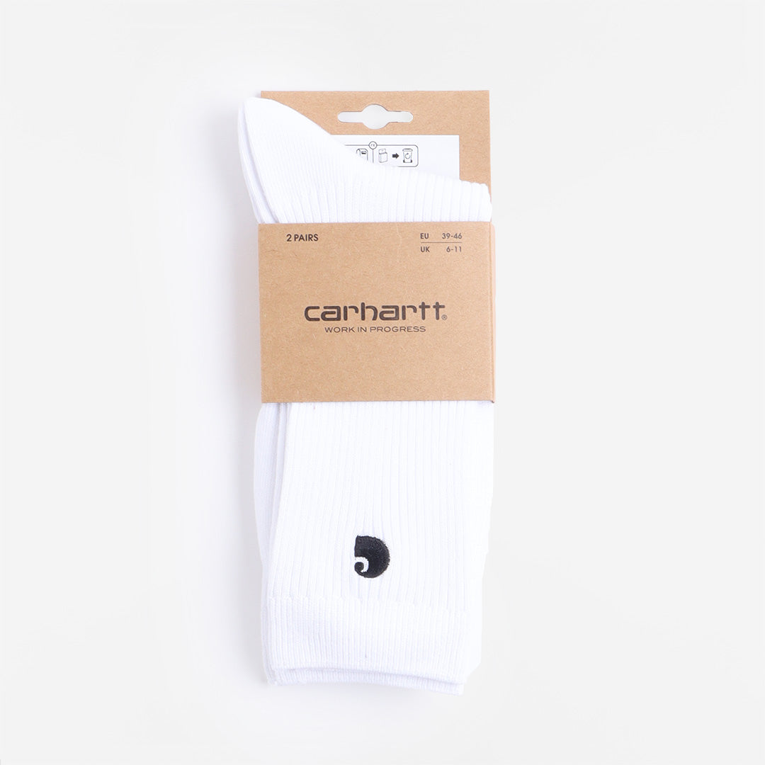 Carhartt WIP Madison 2-Pack Socks, White Black, Detail Shot 2
