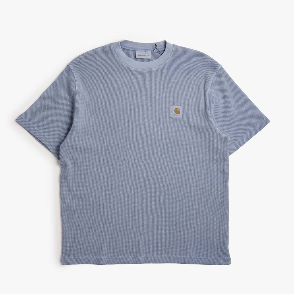 Carhartt WIP Nelson Waffle T-Shirt, Gentle Blue (Garment Dyed), Detail Shot 1
