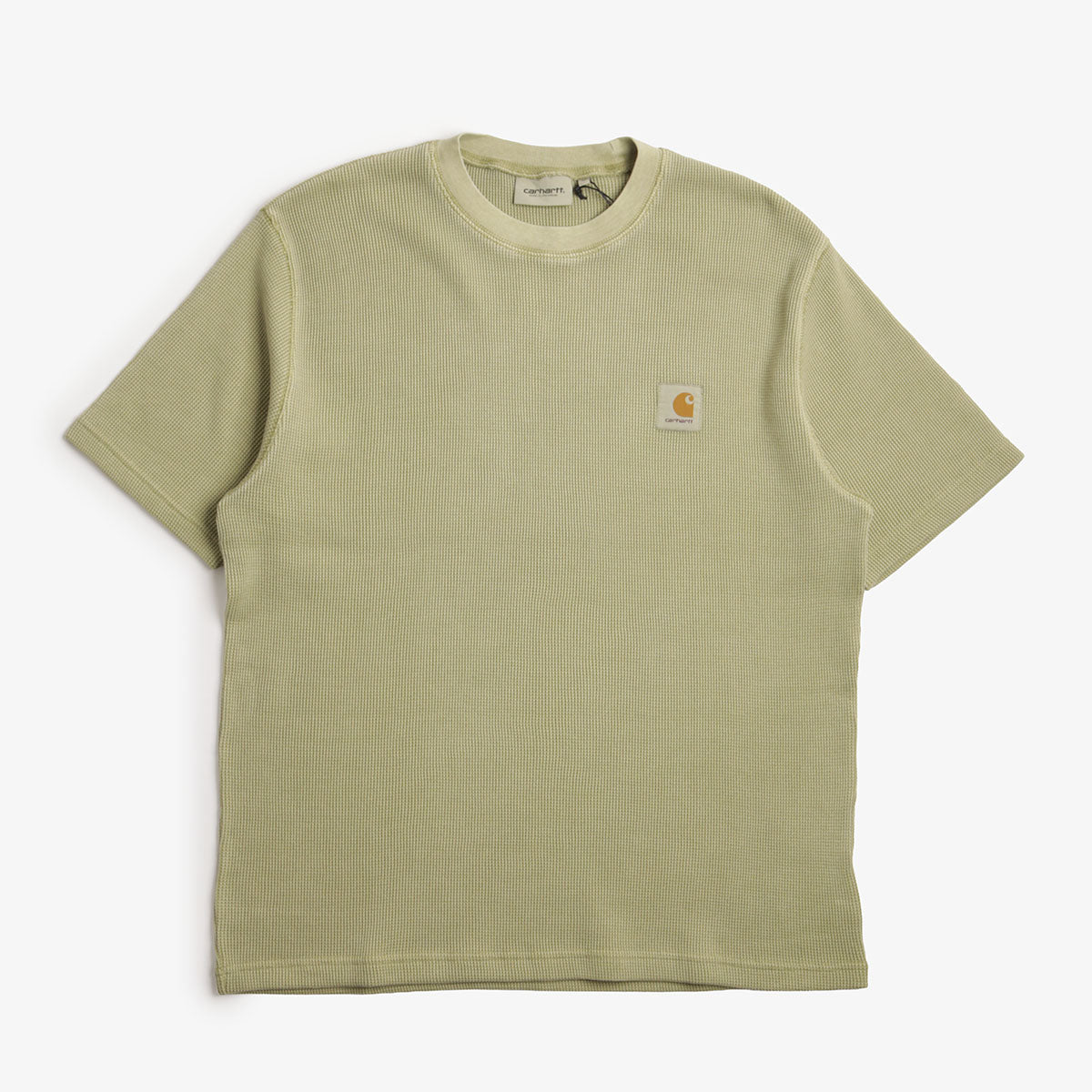 main Carhartt WIP Nelson Waffle T-Shirt, Gentle Green (Garment Dyed), Detail Shot 1