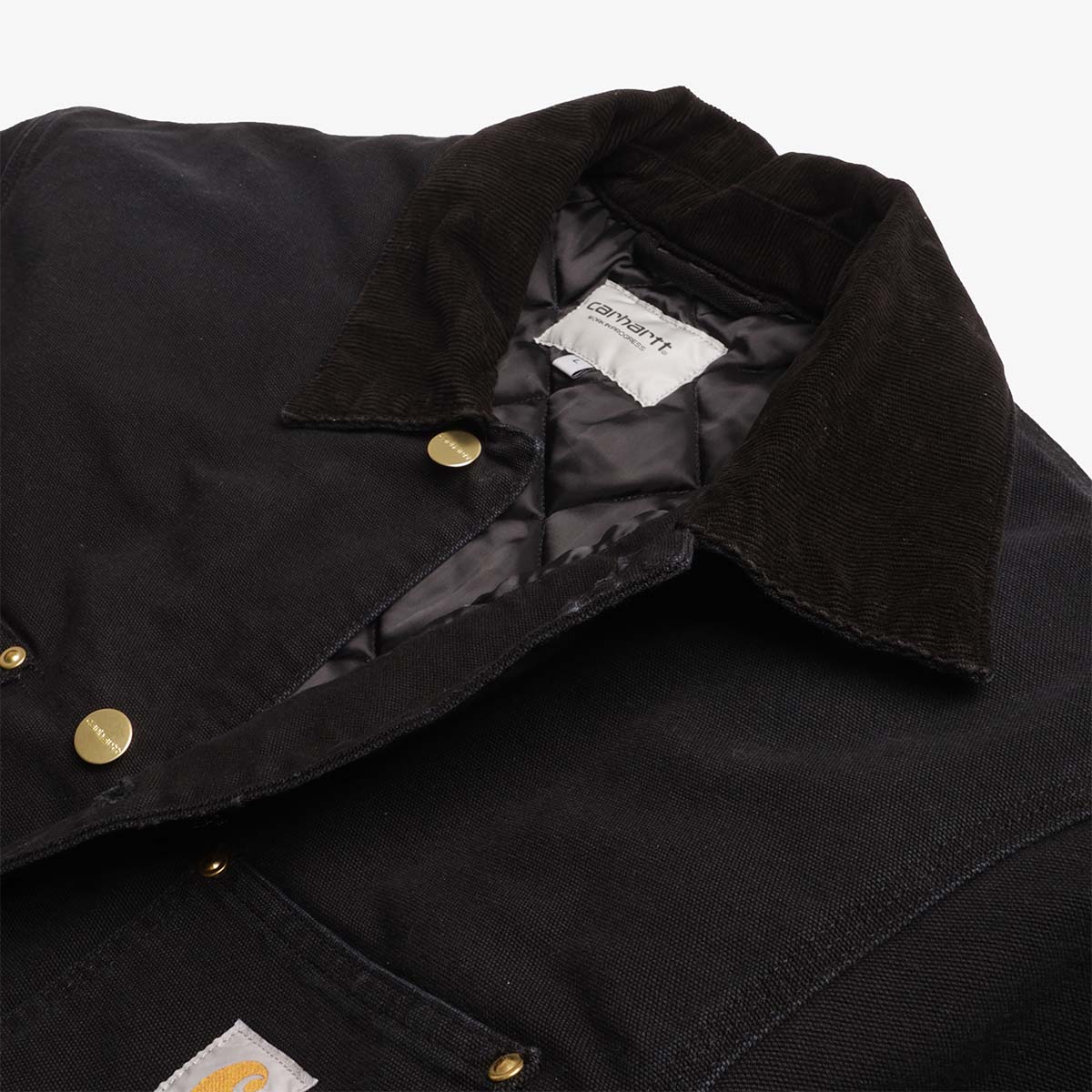 main Carhartt WIP OG Chore Coat, Black  Black (Stone Canvas), Detail Shot 4