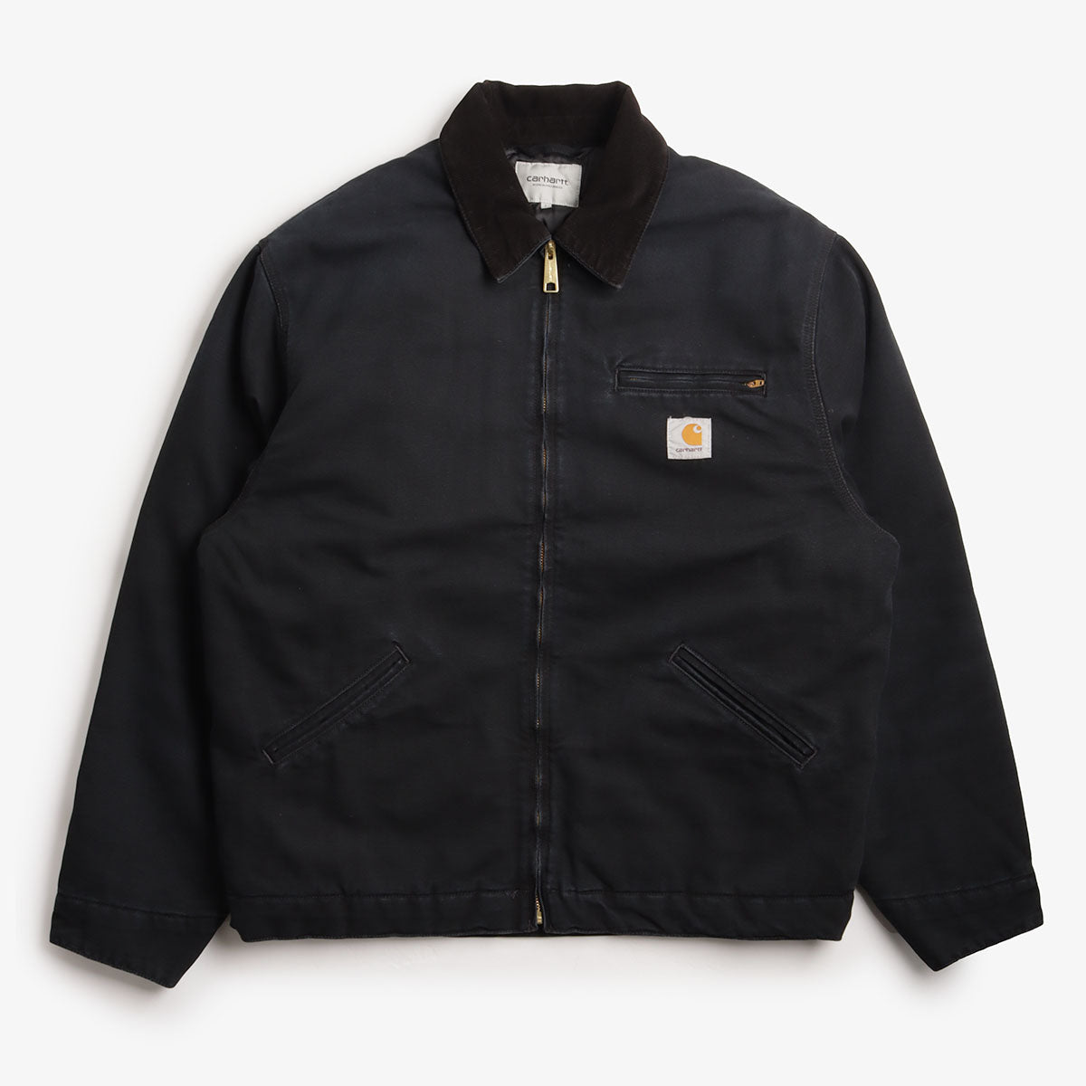 Carhartt WIP OG Detroit Jacket, Black Black (Stone Canvas), Detail Shot 1