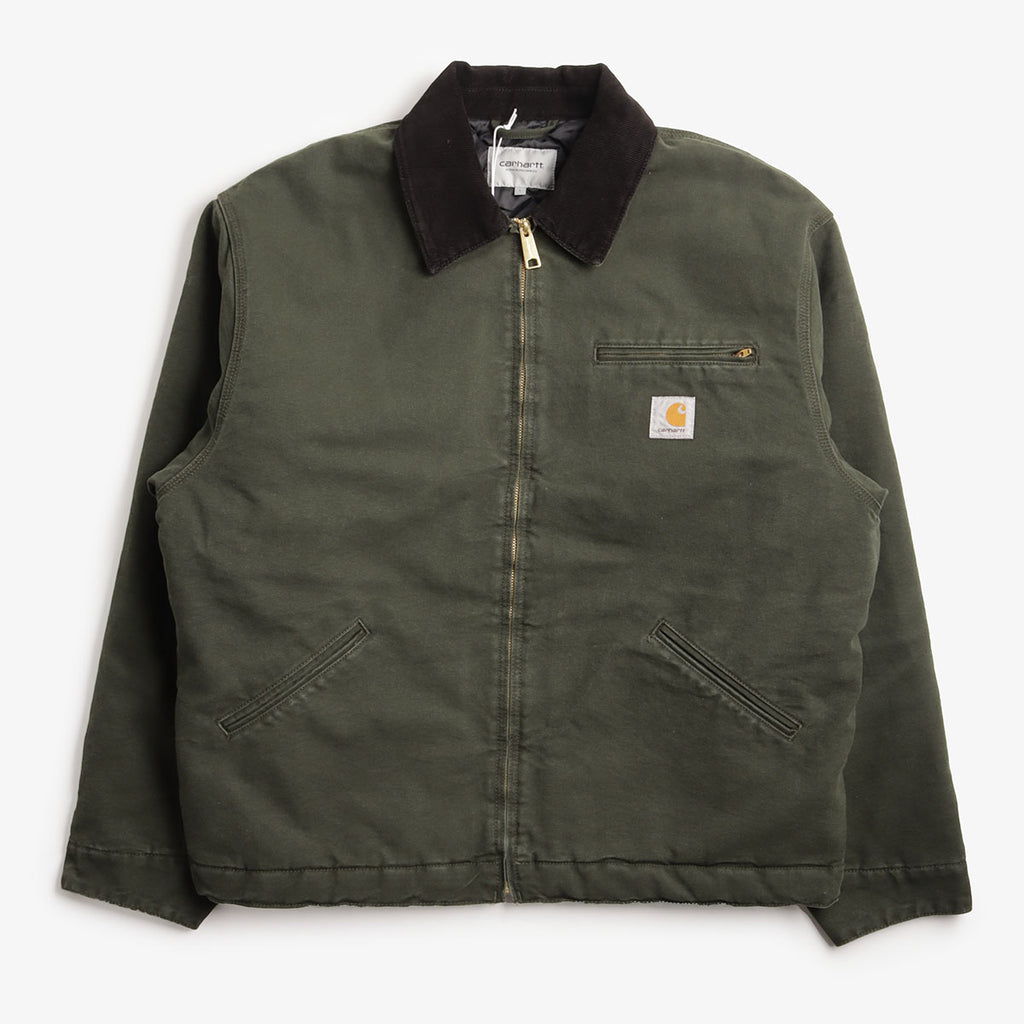 Carhartt WIP OG Detroit Jacket, Olive Black Stone Canvas, Detail Shot 1