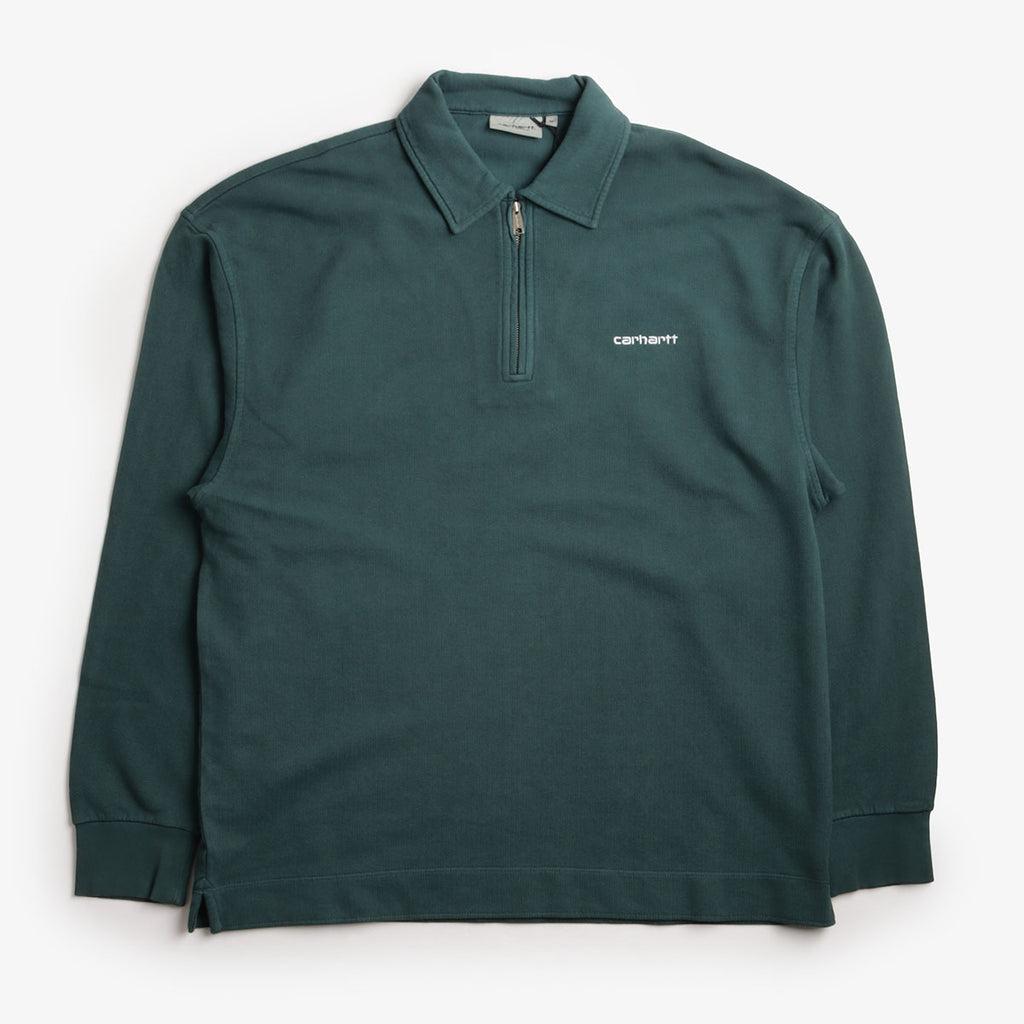 Carhartt WIP Pique Script Sweatshirt, Dark Fir White (Garment Dyed), Detail Shot 1
