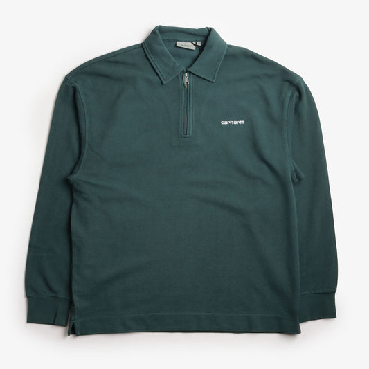 Carhartt WIP Pique Script Sweatshirt, Dark Fir White (Garment Dyed), Detail Shot 1