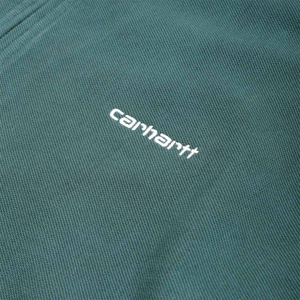Carhartt WIP Pique Script Sweatshirt, Dark Fir White (Garment Dyed), Detail Shot 3