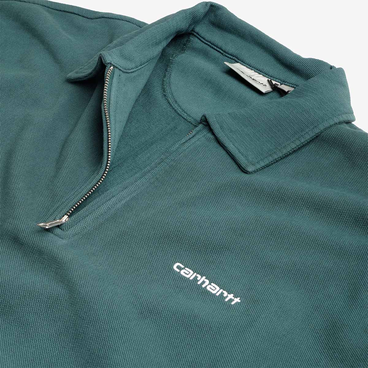 Carhartt WIP Pique Script Sweatshirt, Dark Fir White (Garment Dyed), Detail Shot 4