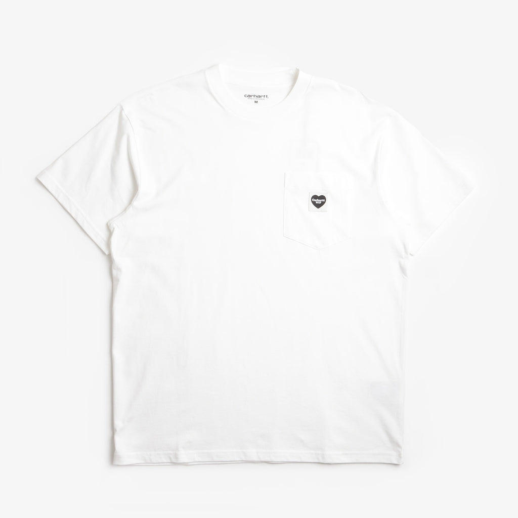 Carhartt WIP Pocket Heart T-Shirt, White Black, Detail Shot 1