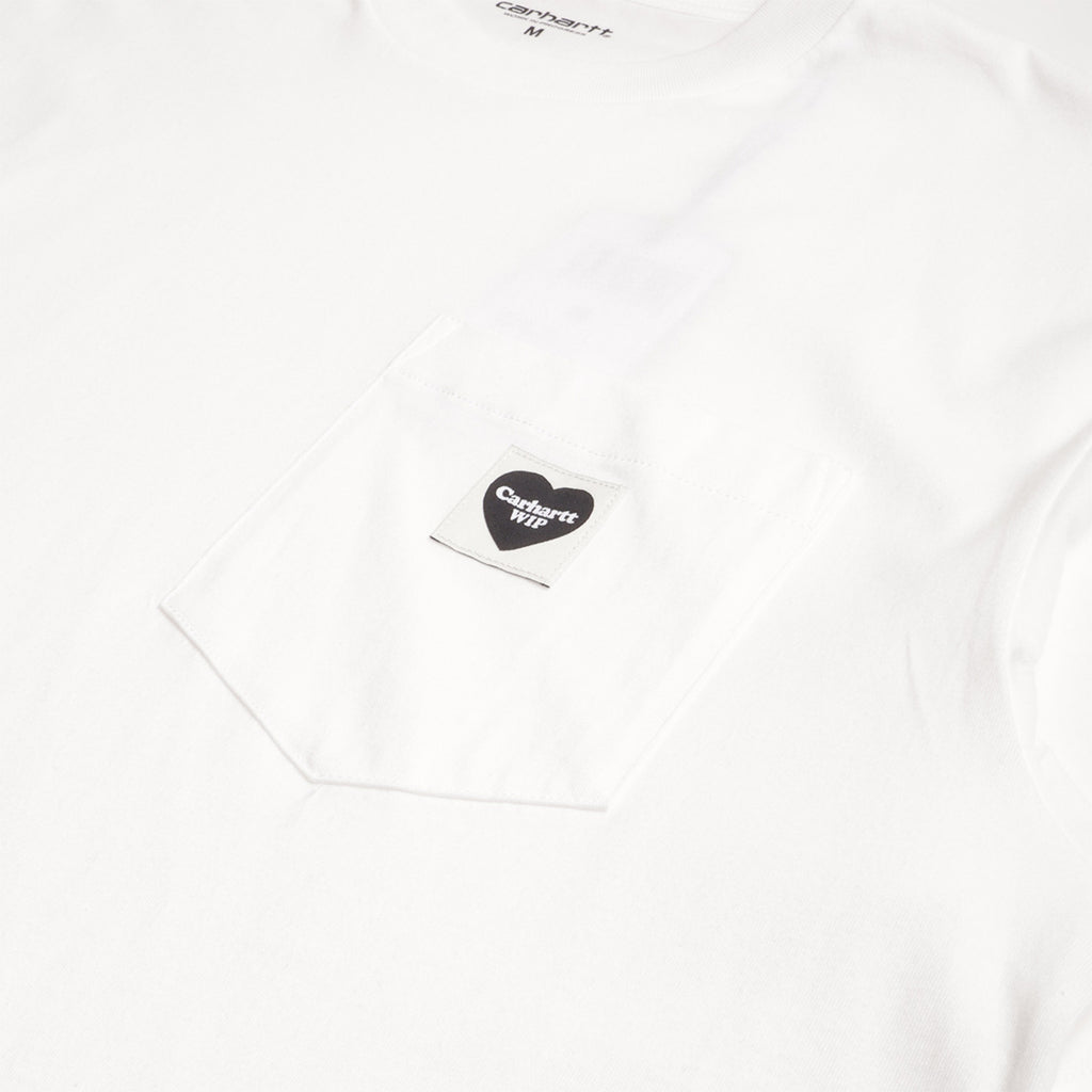 Carhartt WIP Pocket Heart T-Shirt, White Black, Detail Shot 2