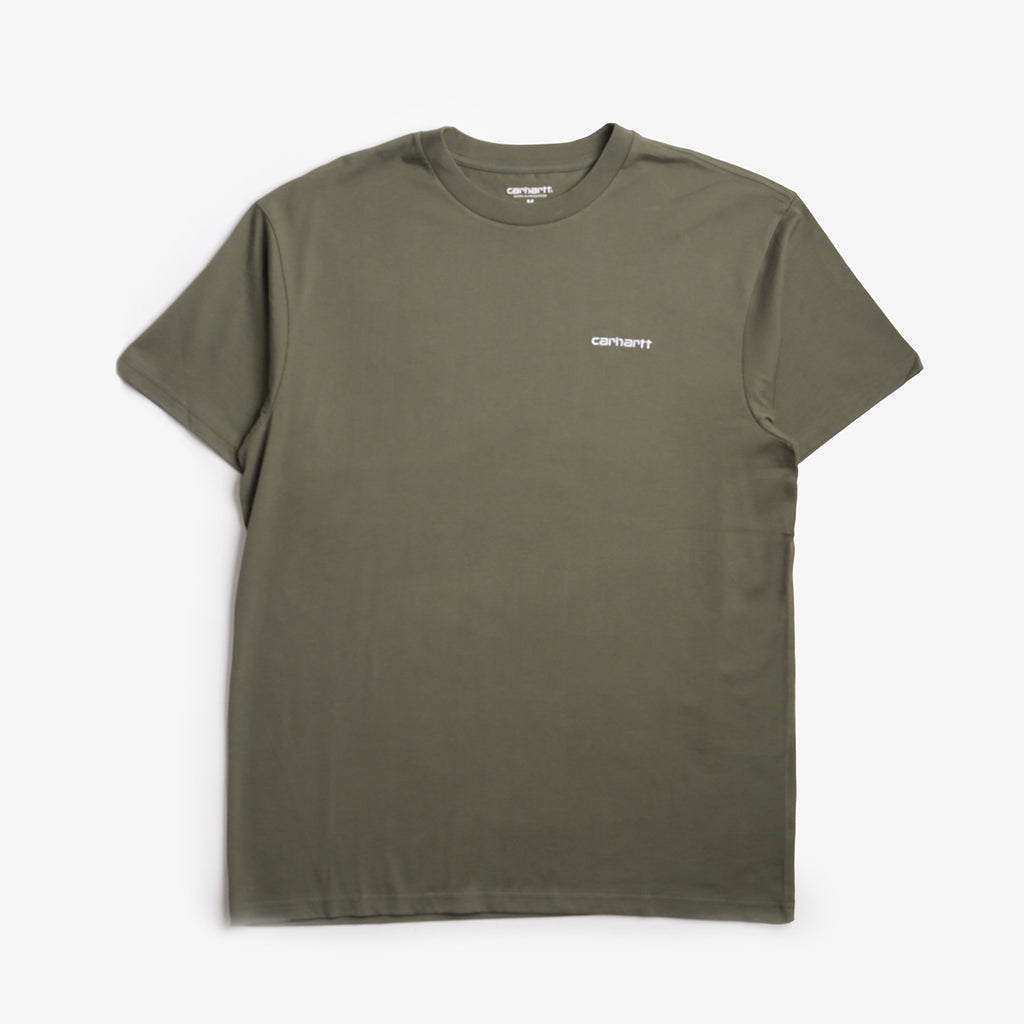 Carhartt WIP Script Embroidery T-Shirt, Leaf White, Detail Shot 1