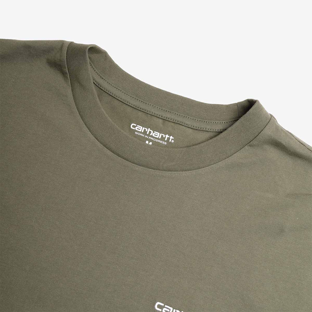 Carhartt WIP Script Embroidery T-Shirt, Leaf White, Detail Shot 2