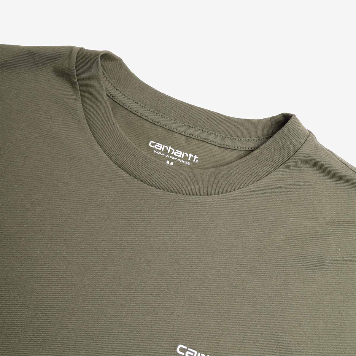main Carhartt WIP Script Embroidery T-Shirt, Leaf White, Detail Shot 2