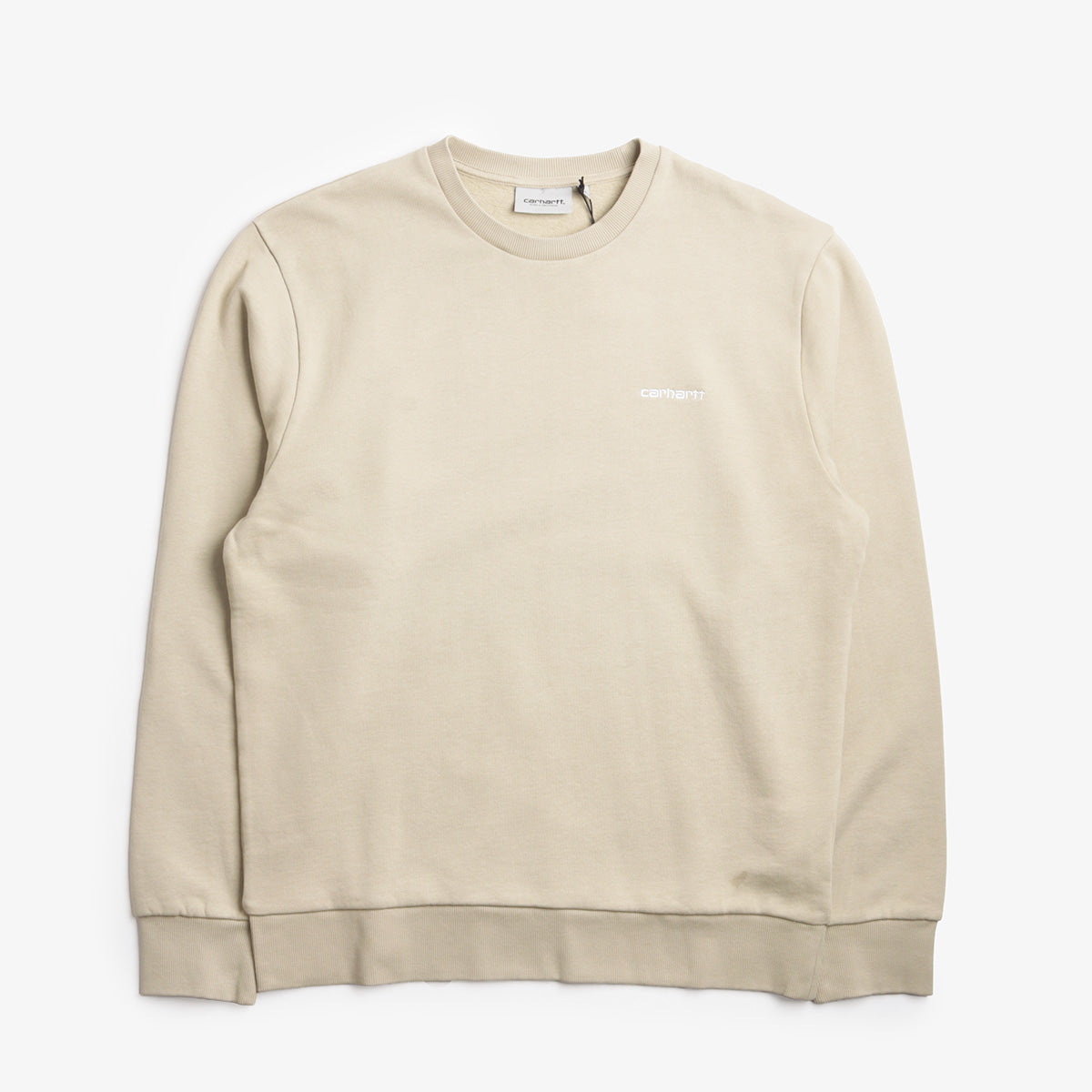 Carhartt WIP Script Embroidery Sweatshirt, Barchan White, Detail Shot 1