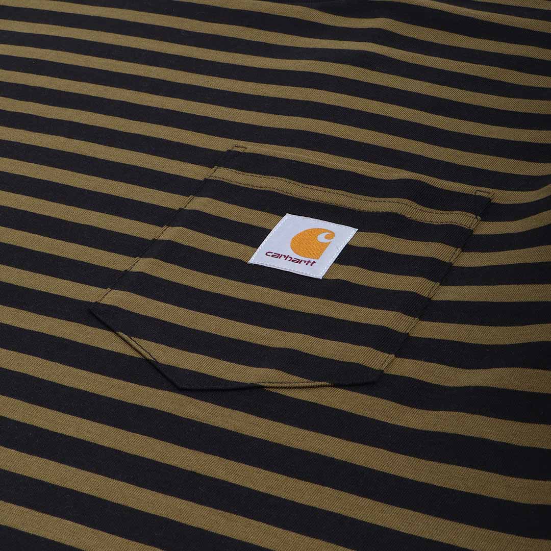 Carhartt WIP Seidler Pocket T-Shirt, Seidler Stripe Highland Black, Detail Shot 2