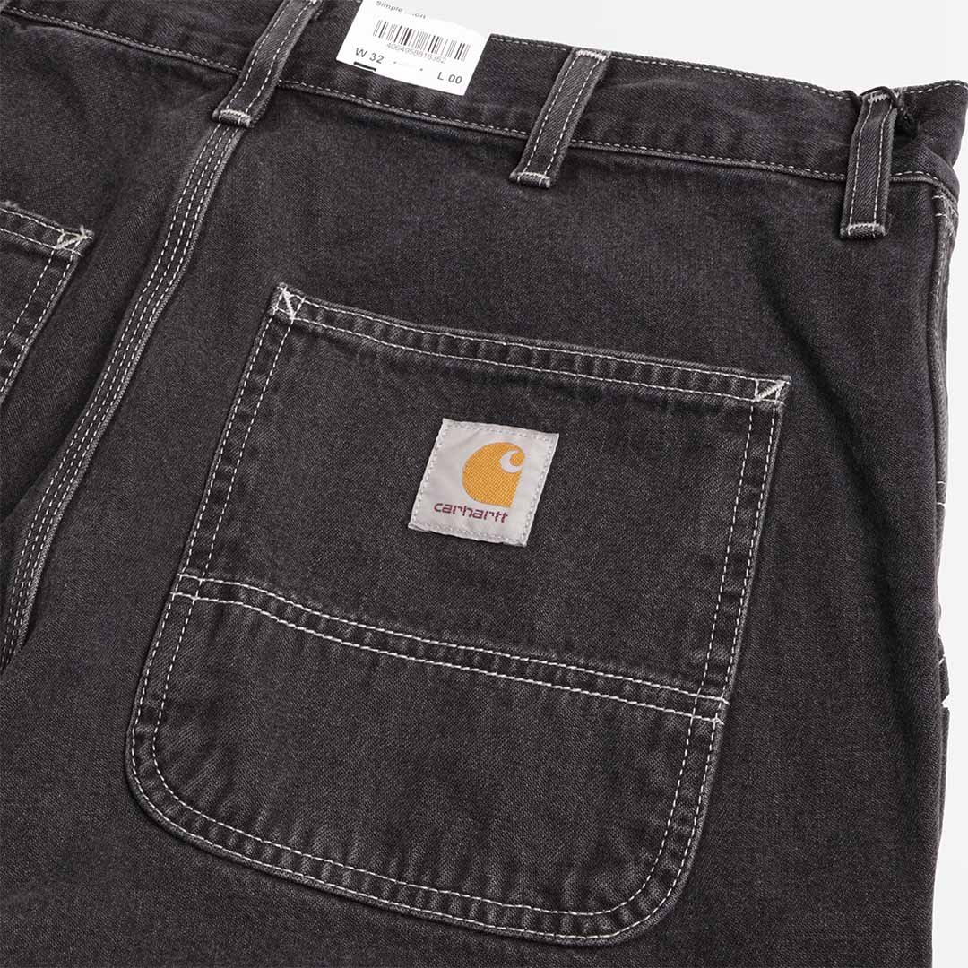 Carhartt WIP Simple Shorts, Black (Heavy Stone Wash), Detail Shot 4