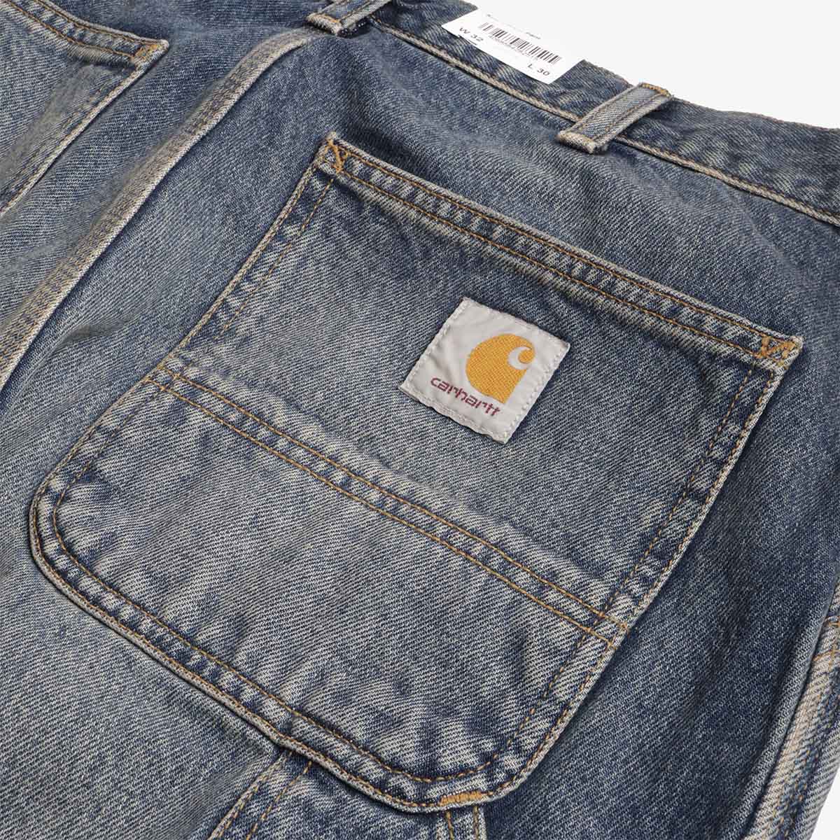 Carhartt WIP Single Knee Pant, Blue (Worn Used Wash), Detail Shot 4