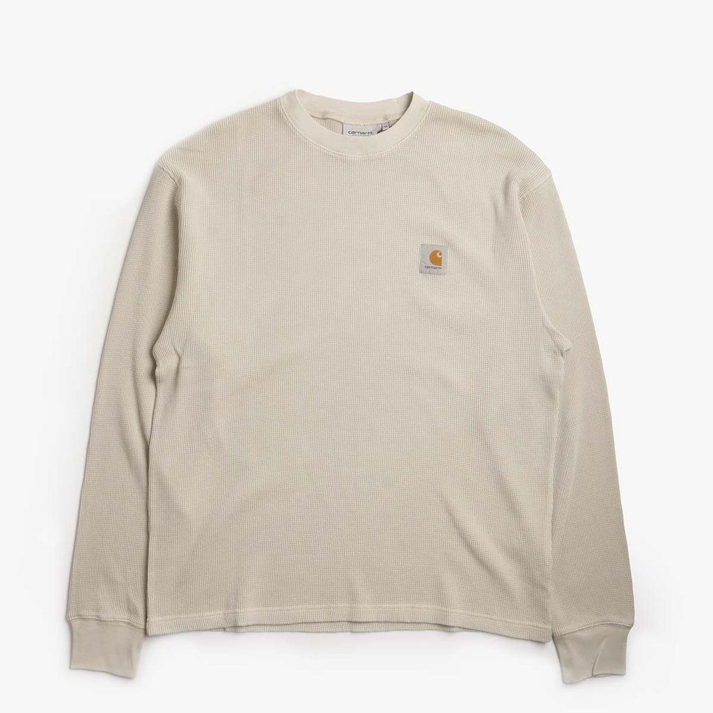 Carhartt WIP Vista Waffle Long Sleeve T-Shirt, Fleur De Sel (Garment Dyed), Detail Shot 1