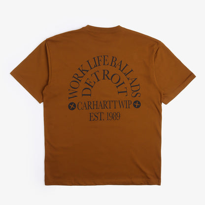 Carhartt WIP Work Varsity T-Shirt, Deep H Brown Black, Detail Shot 1