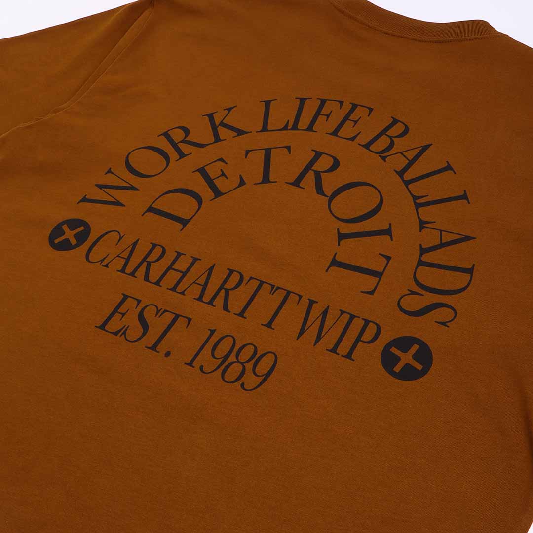 Carhartt WIP Work Varsity T-Shirt, Deep H Brown Black, Detail Shot 4
