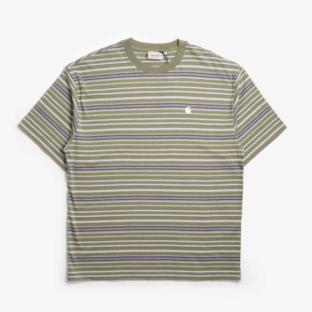 main Carhartt WIP Zane T-Shirt, Zane Stripe Dollar Green, Detail Shot 1