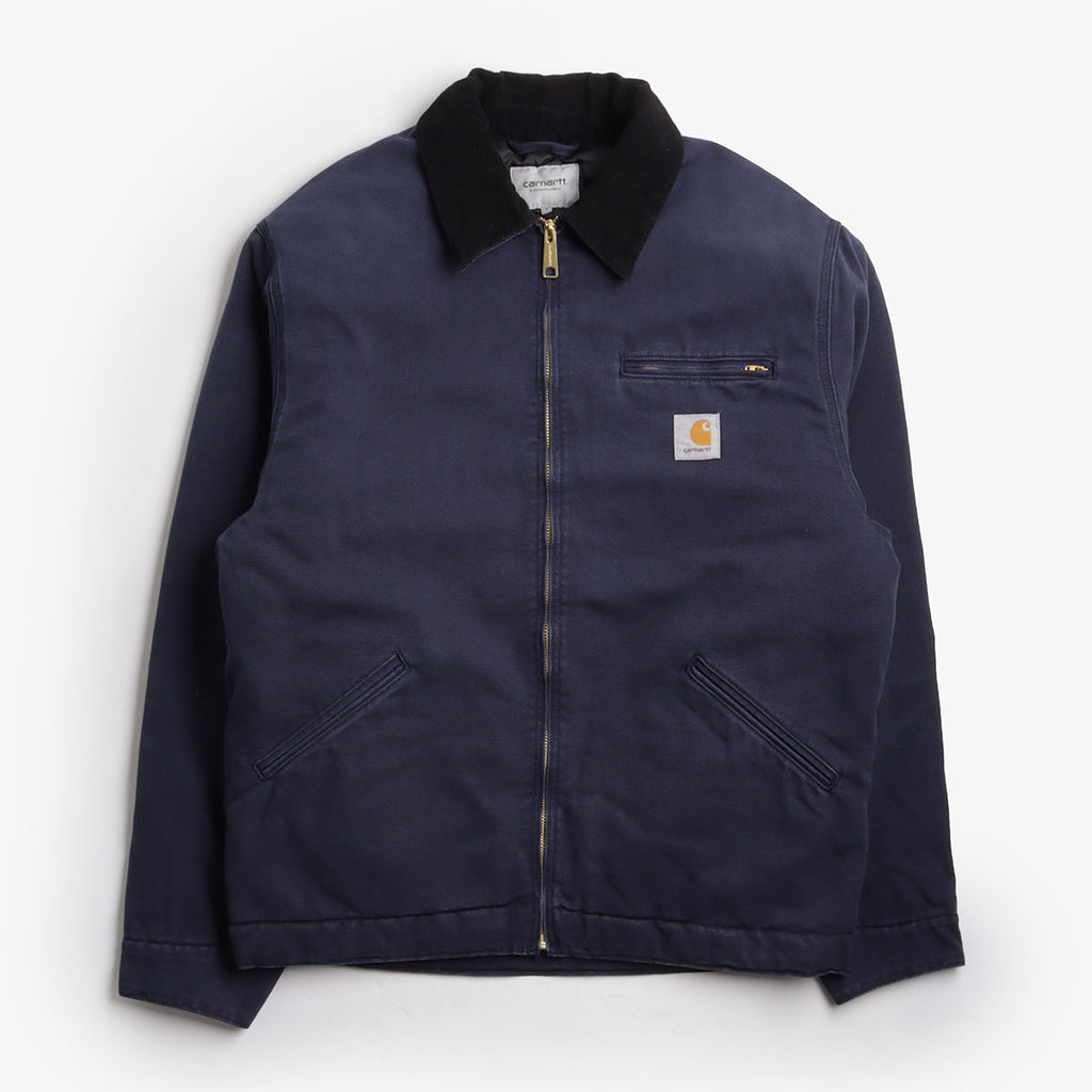 Carhartt WIP OG Detroit Jacket, Dark Navy Black (Stone Canvas), Detail Shot 1