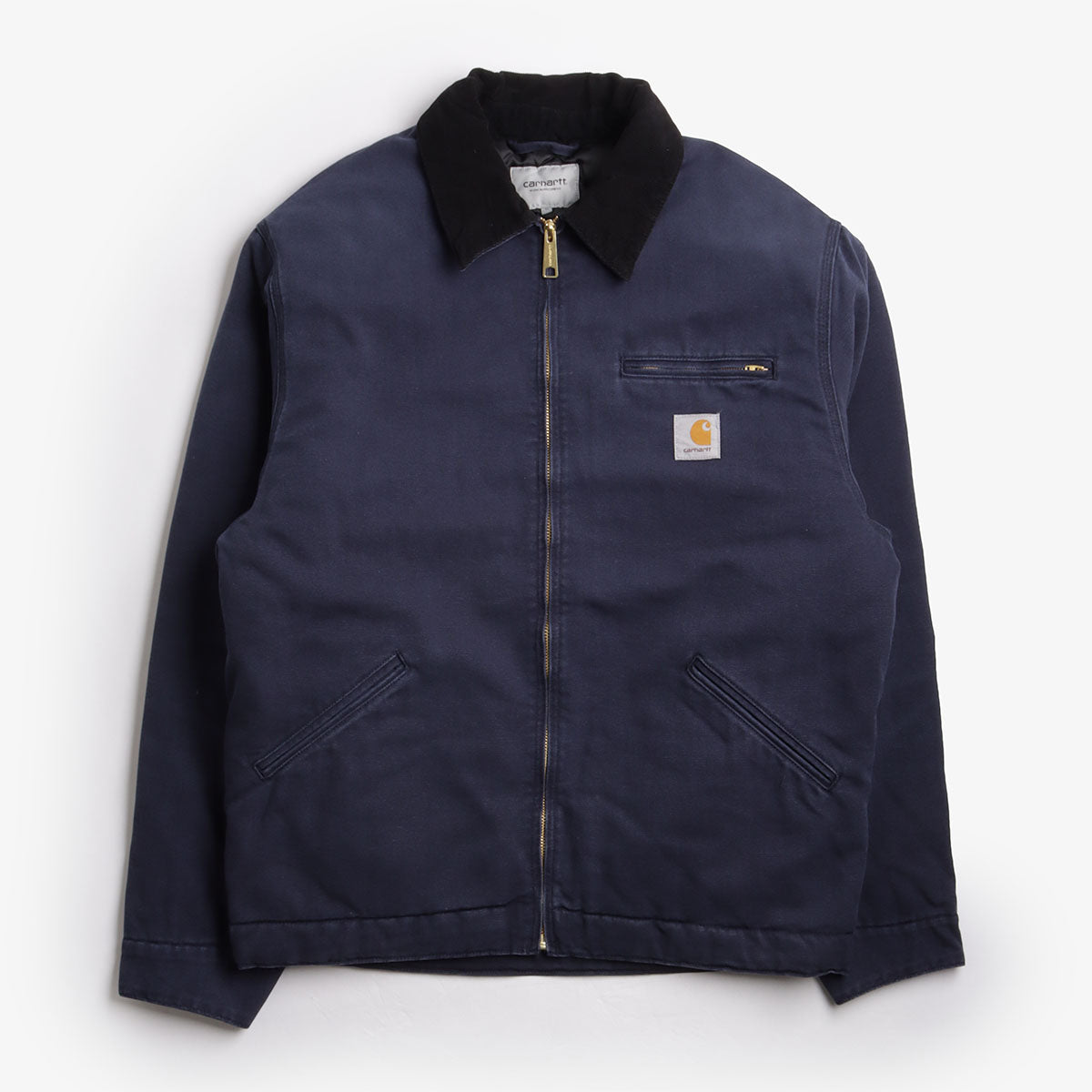 main Carhartt WIP OG Detroit Jacket, Dark Navy Black (Stone Canvas), Detail Shot 1