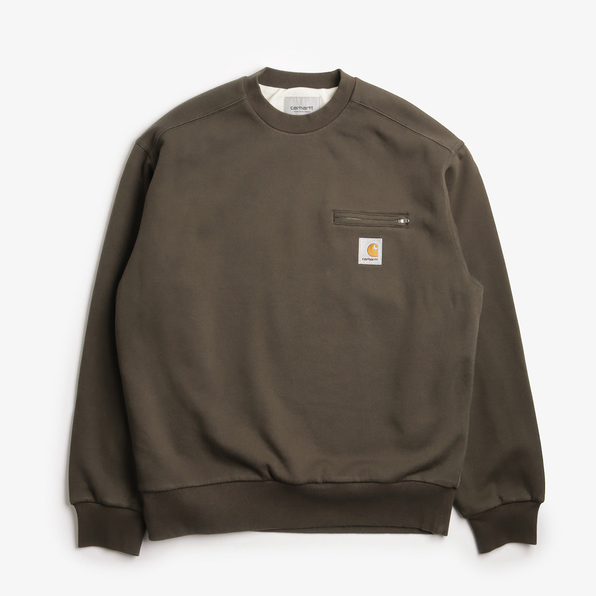 Carhartt WIP Detroit Sweatshirt, Olive (Stone Washed), Detail Shot 1