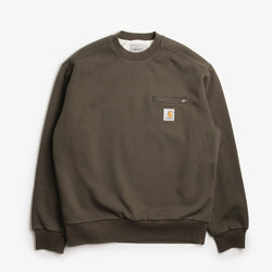 thumbnail Carhartt WIP Detroit Sweatshirt, Olive (Stone Washed), Detail Shot 1