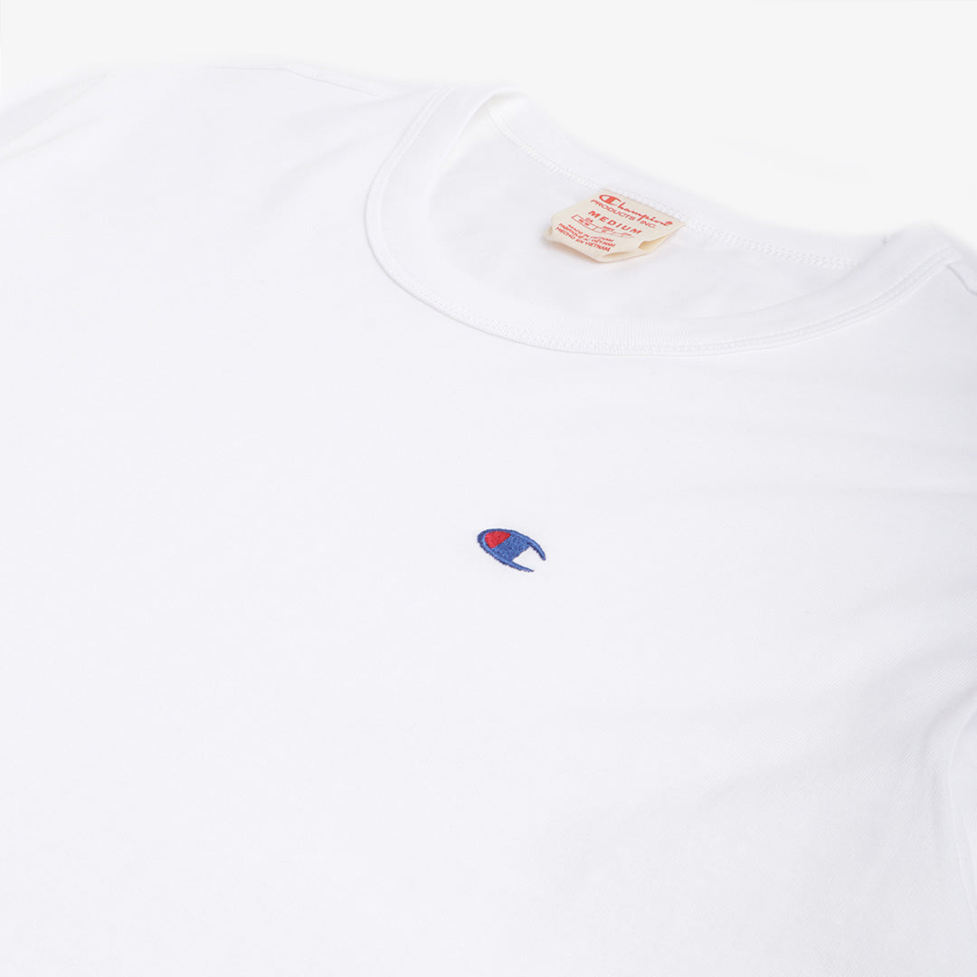 Champion Reverse Weave Small C Crewneck T-Shirt, White, Detail Shot 3