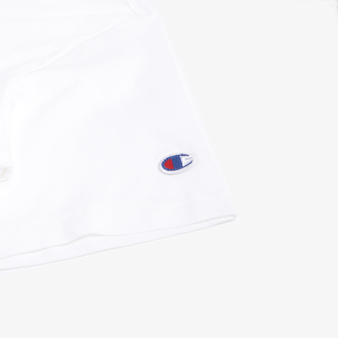 Champion Reverse Weave Small C Crewneck T-Shirt, White, Detail Shot 4