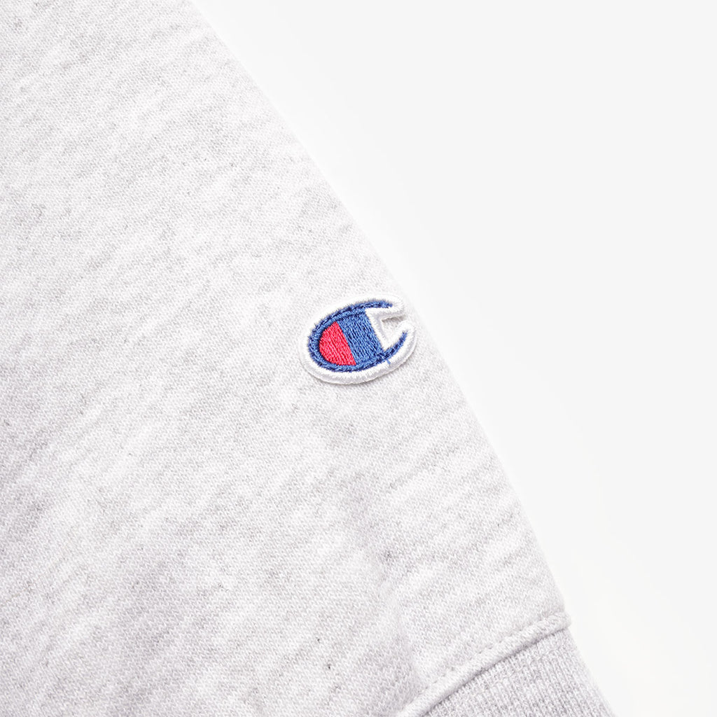 Champion Reverse Weave Hooded Full Zip Sweatshirt, Light Grey, Detail Shot 3