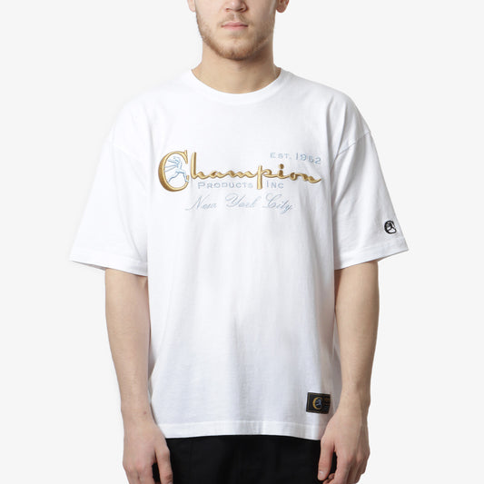 Champion Reverse Weave Archive T-Shirt, White, Detail Shot 1